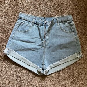 Zaful light wash denim‎ cuffed shorts